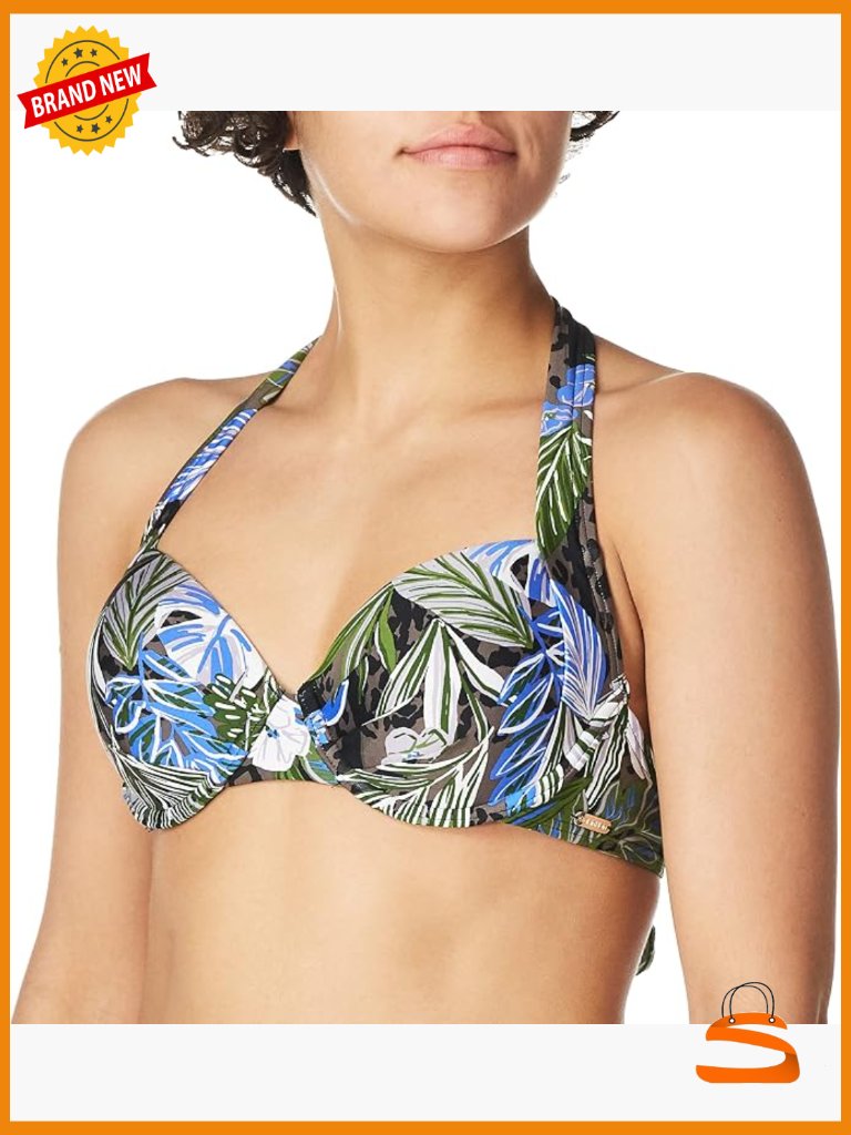 Classic Molded Underwire Bikini Top, Halter Convertible Straps, Nylon Blend